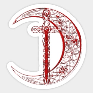 Red Celtic Moon and Sword Sticker